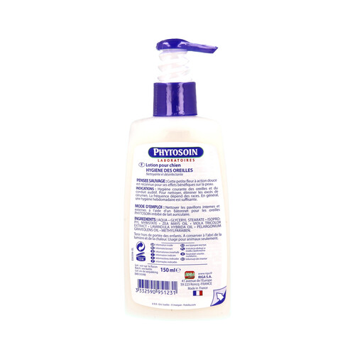 PHYTOSOIN Loción para limpiar y desinfectar las orejas de perro, PHYTOSOIN 150 ml.