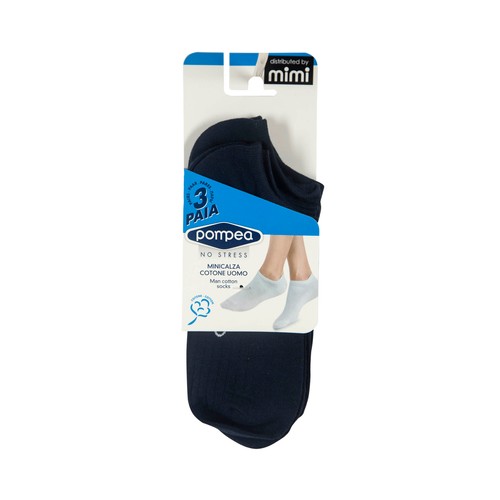 Pack de 3 pares de calcetines tobilleros para hombre, POMPEA, color azul, talla 39/42.