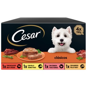Imagen de CESAR Comida para perro adulto a base de pollo, buey, ternera con pollo y cordero 150 gr.