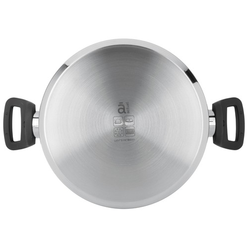 Olla alta de acero inoxidable con tapa de vidrio, apta para inducción, 24cm. ACTUEL.