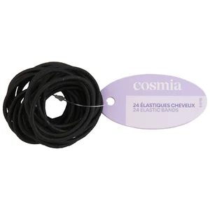 COSMIA Gomas de pelo elásticas clásicas de color negro 24 uds.