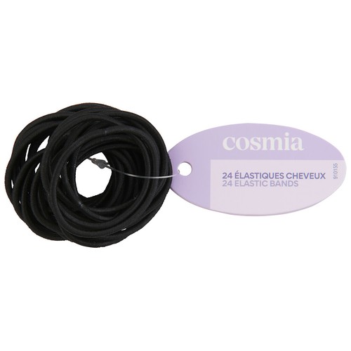 COSMIA Gomas de pelo elásticas clásicas de color negro 24 uds.