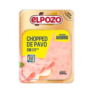 Imagen de EL POZO Chopped de pavo, sin gluten ni colorantes, cortado en lonchas 250 g.