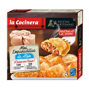 LA COCINERA Mini empanadillas de masa crujiente rellenas de atún de pesca sostenible (MSC) Recetas artesanas 30 uds.