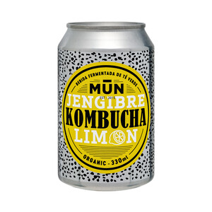 Imagen de MUN Bebida fermentada de té verde ecológico (Kombucha) con limón y jengibre lata 33 cl.