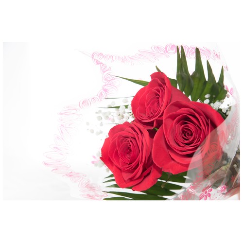 Ramo de 3 rosas rojas con paniculata, VIVEROS.