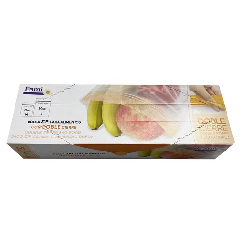Bolsas zip para alimentos FAMI 25 uds. 14,5 x 21 cm + 25 uds.. 18 X 27,5 cm