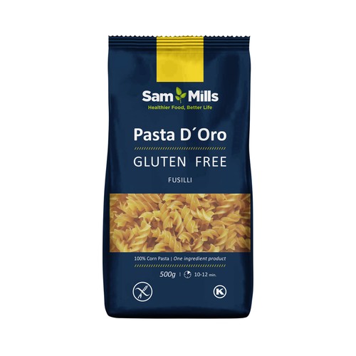 Pasta Fusilli, pasta sin Gluten SAM MILLS 500 g.