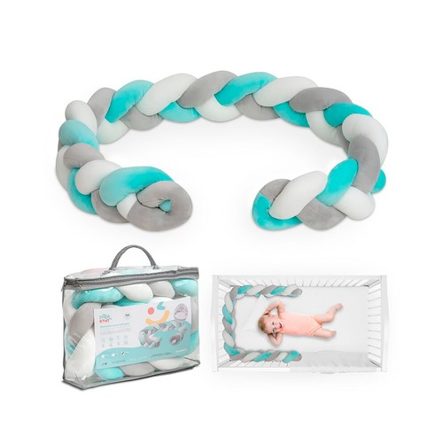 Trenza decorativa, reductor antivuelco, color azul y gris, INTERBABY.