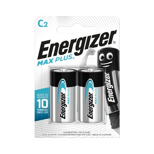 Pack de 2 pilas alcalinas C, LR14, 1,5V, ENERGIZER Max Plus.