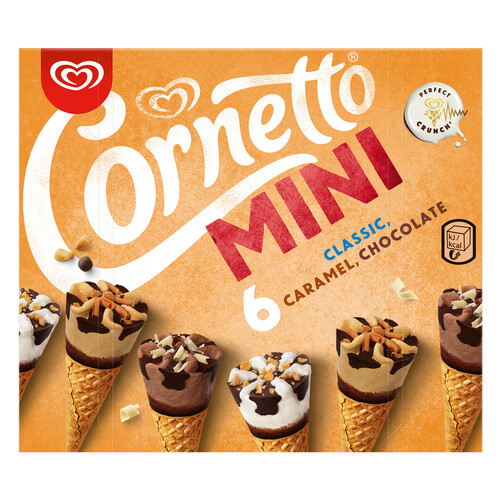 CORNETTO Mini conos clásicos (2), caramelo (2) y chocolate (2) CORNETTO de Frigo 6 x 60 ml.