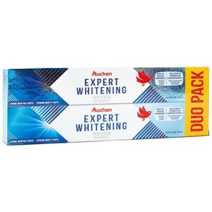 PRODUCTO ALCAMPO Expert whitening Pasta de dientes blanqueante, con sabor a menta fuerte 2 x 75 ml.