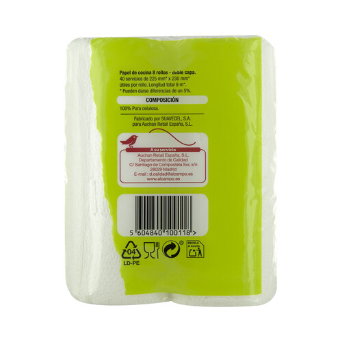 PRODUCTO ALCAMPO Papel de cocina 8 uds.