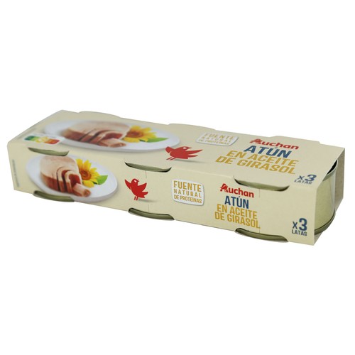 PRODUCTO ALCAMPO Atún en aceite de girasol pack 3 uds. x 52 g.