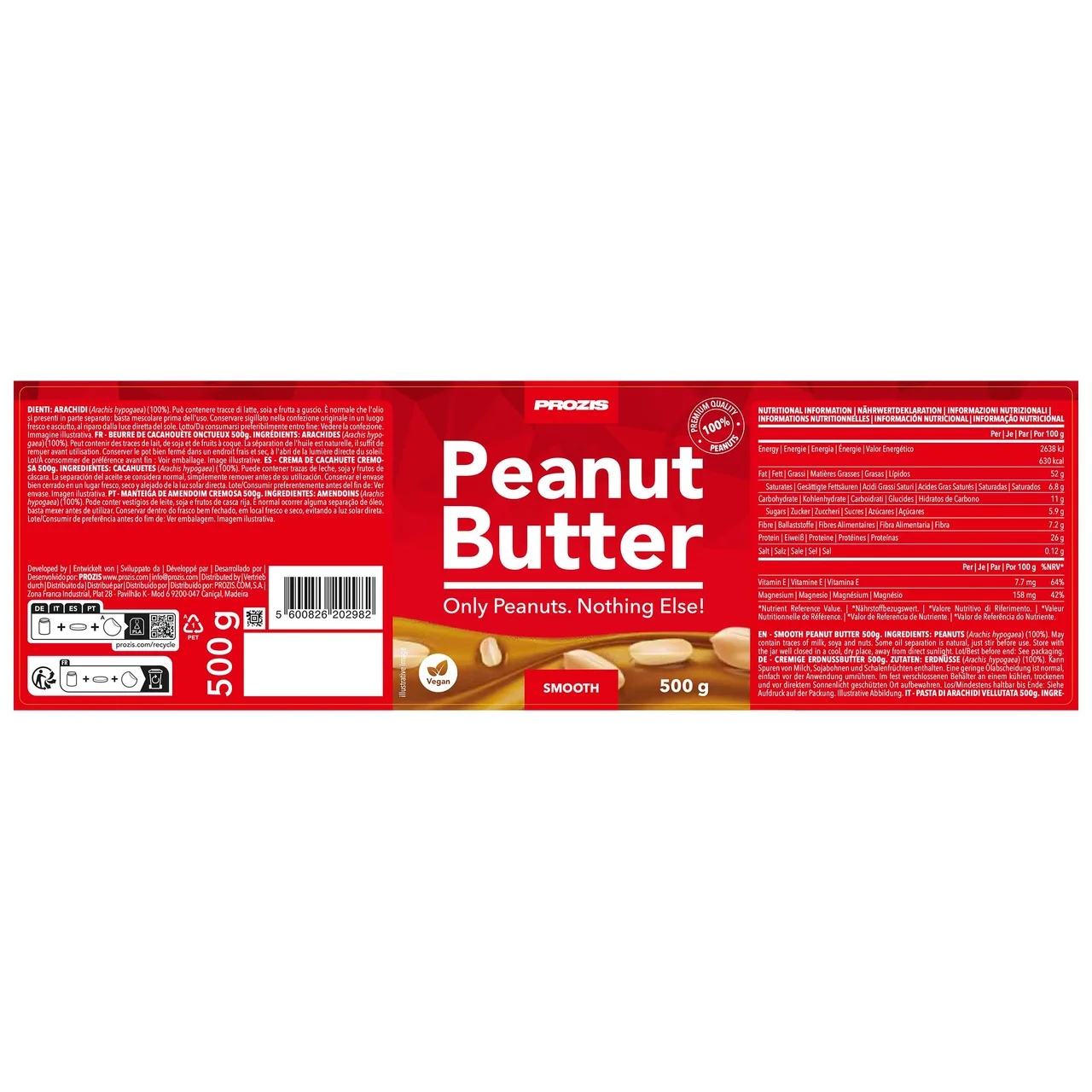 PROZIS Crema de cacahuete PROZIS 500 g.