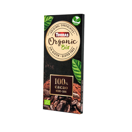 TORRAS Chocolate negro ecológico 100 % cacao TORRAS ORGANIC 100 g..