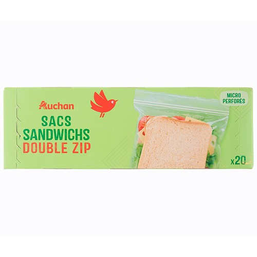 Bolsas para bocadillos con zip 18 x 32 cm PRODUCTO ALCAMPO 20 uds.