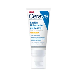 CERAVE Loción facial hidratante sin perfume, con FPS 50, para pieles normales a secas 52 ml.
