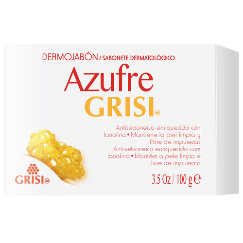 GRISI Jabón de azufre con lanolina (útil en el tratamiento del acné), especial para pieles grasas GRISI 100 ml.