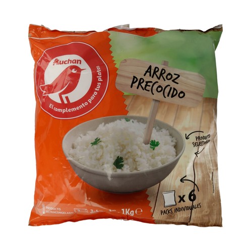 AUCHAN Arroz blanco precocido y congelado, especial para microondas 6 x 167 g. Producto Alcampo