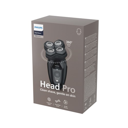 Afeitadora cabeza PHILIPS Head Shaver Pro 5000 HS5980/15, cuchillas Comfortcut, cabezales flexible 360º.