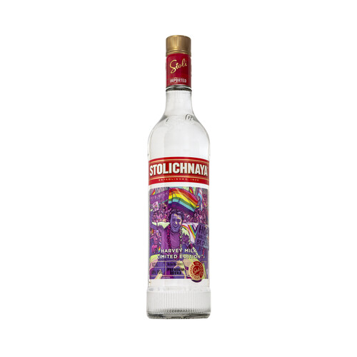 STOLICHNAYA Vodka blanco de triple destilación y filtrado con carbón y arena STOLICHNAYA Stoli LGBTQ botella de 70 cl.