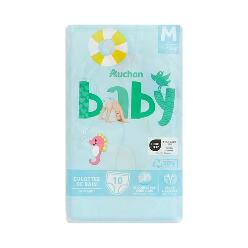 PRODUCTO ALCAMPO Baby Pañales bañador unisex (bañador desechable) talla M, para niños de 11 a 18 kilos 10 uds.