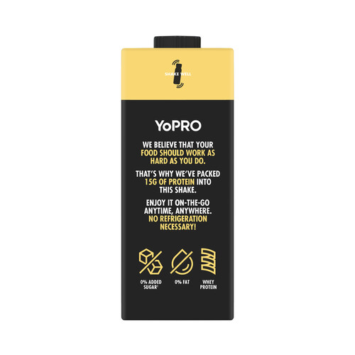 YOPRO Batido con sabor a vainilla, sin azúcares ni grasa y con alto contenido en proteinas YOPRO de Danone 250 ml.