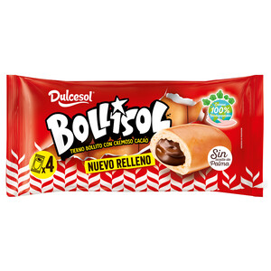Imagen de DULCESOL BOLLISOL Bollo relleno de crema de cacao 4 uds. x 240 g.