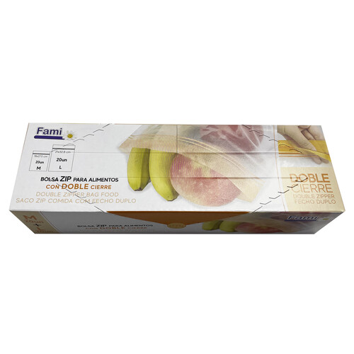 Bolsas zip para alimentos FAMI 20 uds. 18 x 27, 5 cm + 20 uds. 21 x 32,8 cm