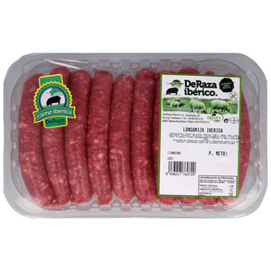 Imagen de Bandeja de longaniza blanca (salchichas), fresca e ibérica, elaboradas sin gluten DERAZA 