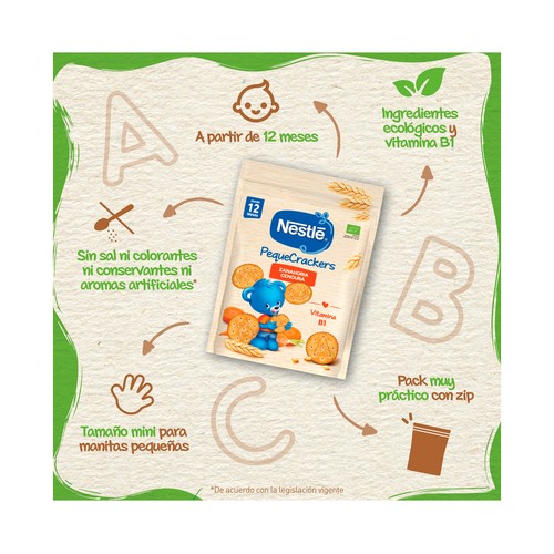 NESTLÉ Galletas infantiles ecológicas con zanahoria, a partir de 12 meses 100 g.