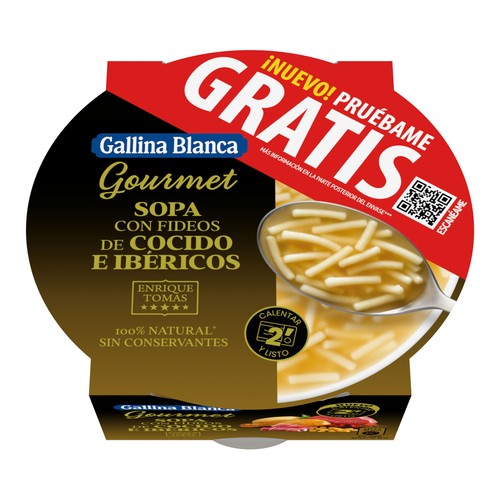 GALLINA BLANCA Gourmet Sopa con fideos de cocido e ibéricos (Enrique Tomas) 300 g.