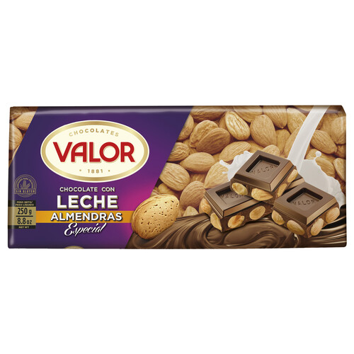 VALOR Chocolate almendrado especial con leche 250 g.