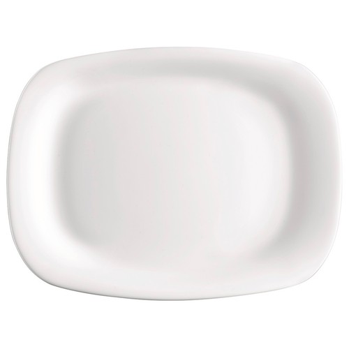 Fuente rectangular de vidrio opal color blanco, 34x24cm., Para BORMIOLI.