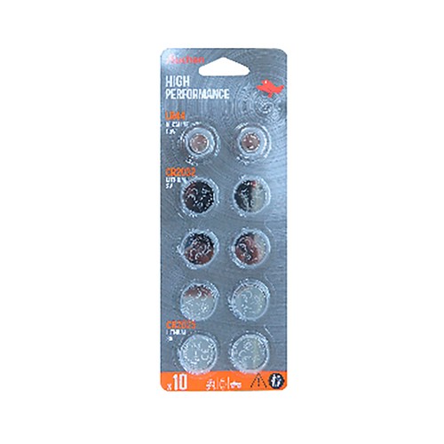 Pack de 10 pilas de litio premium, 6CR3032 + 2CR2025 + 2 LR44, ALCAMPO.