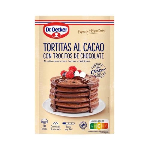 DR. OETKER Preparado para tortitas al cacao 210 g.
