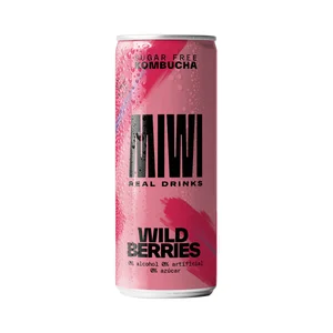 MIWI Kombucha 0% azúcar con sabor a frutos del bosque lata 250 ml.