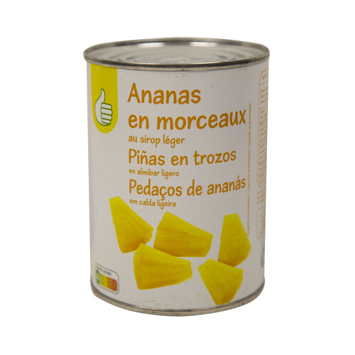Piña en almibar en trozos PRODUCTO ECONÓMICO ALCAMPO 340 gr,