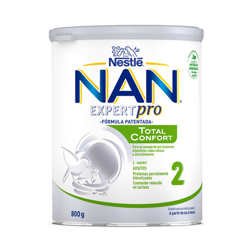 NAN Expert pro total confort 2 Leche en polvo de continuación, a partir de 6 meses 800 g.