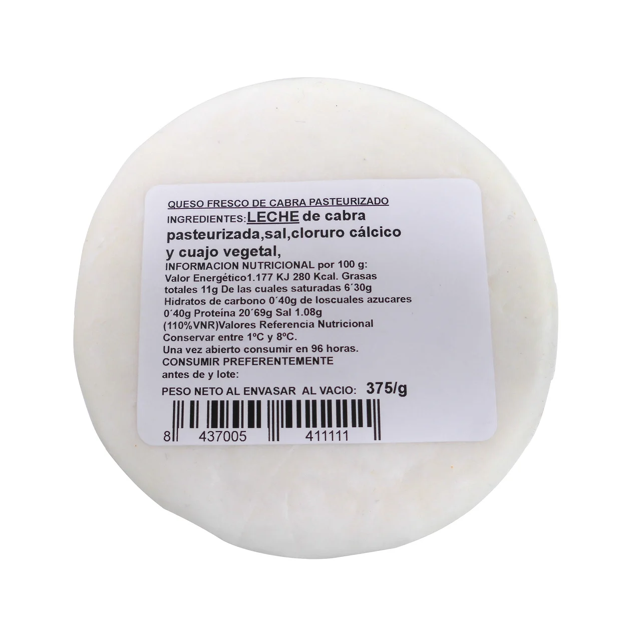 SIMÓN ROMERO Queso fresco de cabra con cuajo vegetal SIMÓN ROMERO 375 g.