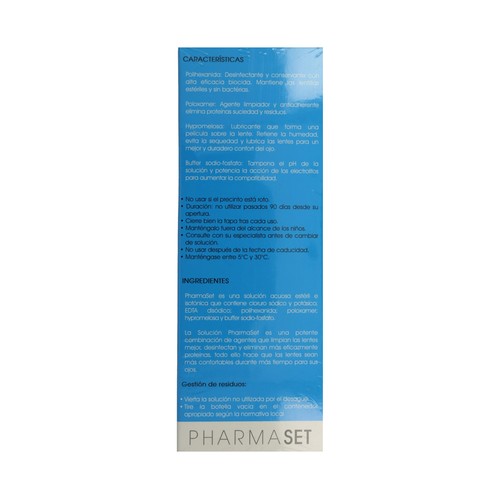 PHARMASET Solución única para lentes de contacto blandas PHARMASET 2 x 500 ml.