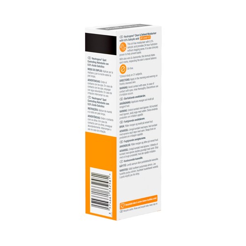 NEUTRÓGENA Clear & defend Crema hidratante facial con ácido salicílico, para piel propensa al ácne 50 ml.