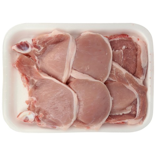 Chuletas de centro de cerdo blanco.
