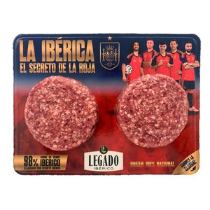 LEGADO IBERICO Hamburguesa de cerdo ibérico con secreto ibérico  2x120 g. La ibérica. El secreto de la roja. Selección Española.