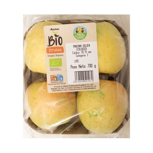 ALCAMPO CULTIVAMOS LO BUENO ECOLÓGICO Manzanas golden ecológica  Bandeja 700 g.