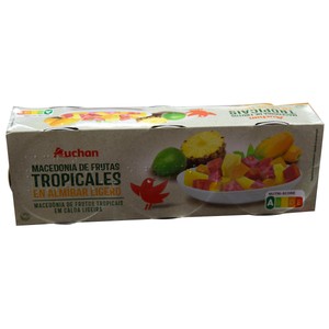PRODUCTO ALCAMPO Macedonia de frutas tropicales en almíbar 3 x 140 g.