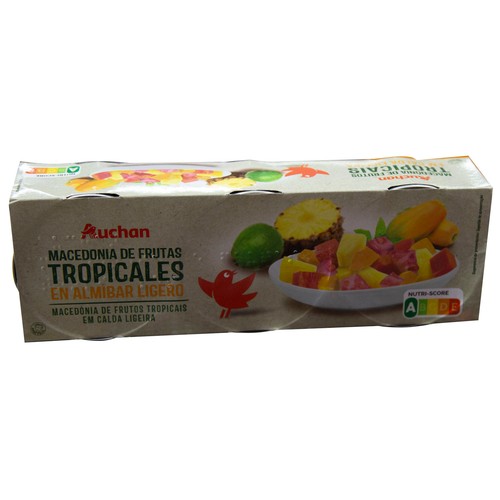 Macedonia de frutas tropicales en almíbar PRODUCTO ALCAMPO (3 uds.) 411 g.