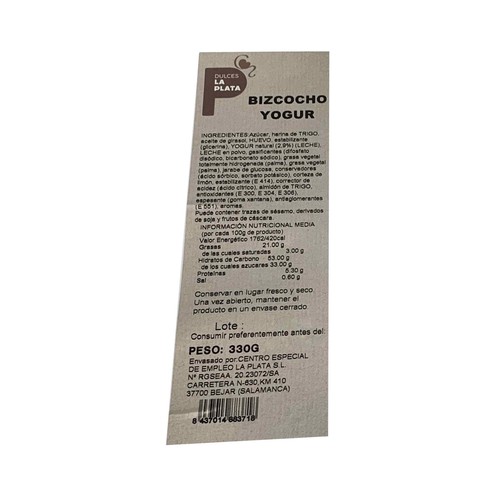 Bizcocho yogurt 330 g.