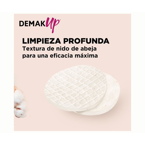DEMAK UP Discos desmaquillantes ovalados de algodón, con textura de nido de abjea DEMAK UP Expert 50 uds.